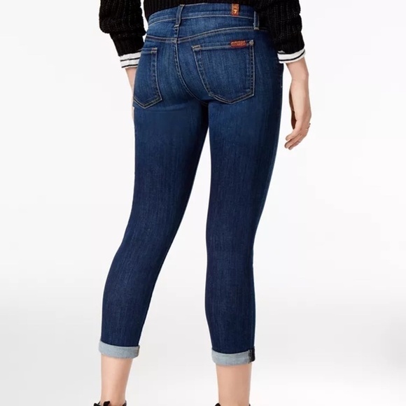 7 For All Mankind Skinny Crop and Roll medium wash low rise jeans size 26 - Picture 2 of 14